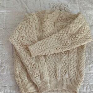 Cozy Cream Cable Knit Wool Sweater